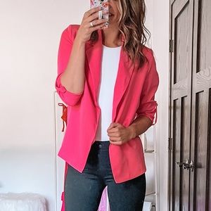 Pink roll tab blazer